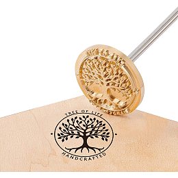 OLYCRAFT Wood Leather Cake Branding Iron 2.4" Branding Iron Stamp Custom Logo BBQ Heat Stamp with Brass Head and Wood Handle for Woodworking, Baking and Handcrafted Design - Tree of Life -2.4"