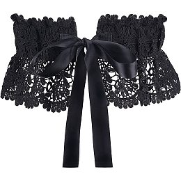 GORGECRAFT Elastic Wide Belt Black Stretchy Openwork Embroidered Lace Waist Dress Belts with Adjustable Tie-up Bowknot Waistband for Women Wedding Party Dresses Daily Wear Clothing Accessories