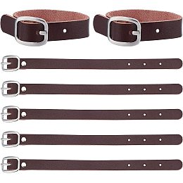 GORGECRAFT 10Pcs 8 Inch Leather Luggage Labels Strap Cowhide Luggage Tags Replacement Belts with Buckle Watch Band Strap for ID Card Pass Holder Travel Storage Hanging Accessories, Coconut Brown