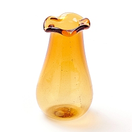 Honeyhandy Miniature Glass Vase Ornaments, Micro Toys Dollhouse Accessories Pretending Prop Decorations, Orange, 27.5~29x15.5~16mm, Hole: 6mm