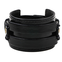 Honeyhandy Cowhide Cord Wide Cord Bracelets, with Alloy Findings, Black, 230x45mm