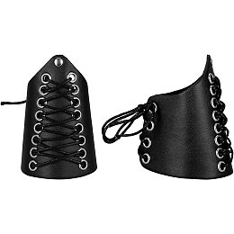 GORGECRAFT 2PCS Leather Bracer Gauntlet Wristband Medieval Vambrace Leather Arm Guards Unisex Leather Cuffs Armband Jewelry Costume Kit for Men(Black)