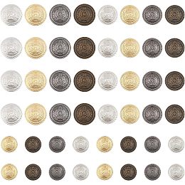 CHGCRAFT 48Pcs 12 Styles Retro Style Brass Buttons Flat Round with Badge Pattern Sewing Buttons for Uniforms Dresses Suits Replacement