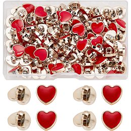 GORGECRAFT 100Pcs Metal Shank Buttons Heart Shaped Buckle 12Mm Plastic Button Accessories with Enamel for Shoe Charms Women Dress Suits Blazer Jacket Uniform (Red)