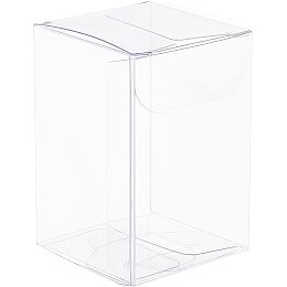 BENECREAT 40Pcs Clear Gift Boxes Rectangle Transparent PVC Favor Boxes 1.5x1.5x2.3'' for Wedding Party Treat Candy Cupcakes