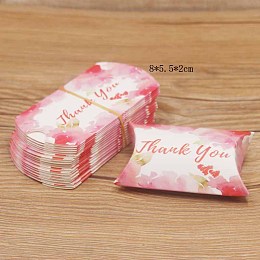 Honeyhandy Paper Pillow Gift Boxes, Packaging Boxes, Party Favor Sweet Candy Box, Word Thank You, Colorful, 9.9x5.5x0.1cm, Finished Product: 8x5.5x2cm