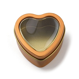 Tinplate Iron Heart Shaped Candle Tins, Gift Boxes with Clear Window Lid, Storage Box, Gold, 6x6x2.8cm