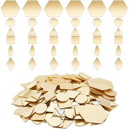 PandaHall Elite 300pcs 6 Shapes Golden Mirrors for Crafts, Self Adhesive Mirror Tiles Acrylic Craft Mirror Stickers Small Mirror Circles for Framing Crafts Arts DIY Projects Wall Table Decor