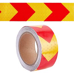 GORGECRAFT 2" X 33ft Reflective Hazard Warning Tape Red/Orange Arrow Reflector Safety Tape Outdoor High Visibility Waterproof Conspicuous Marking Tape for Trailers Trucks Cars Boats Stairs