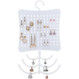 Hanging Jewelry Organizer, 120 Holes Earring Display Holder Necklace Bracelet Hanger Rack Jewelry Wall Hanging Organizer with Hook for Home Use Boutique Retail Show Exhibition, White