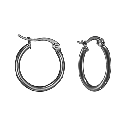 Honeyhandy 304 Stainless Steel Hoop Earrings, Hypoallergenic Earrings, Ring Shape, Gunmetal, 12 Gauge, 19~21x2mm, Pin: 0.7~1.3x0.68mm