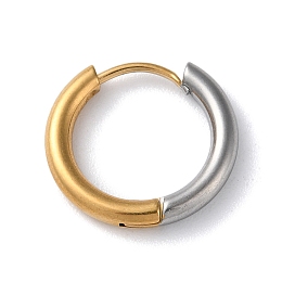 Honeyhandy Two Tone 304 Stainless Steel Huggie Hoop Earrings, Golden & Stainless Steel Color, 16x17.5x2.5mm