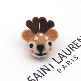 Honeyhandy Handmade Wool Felting Ornament Accessories, Felt Craft, Christmas Reindeer/Stag Head, Camel, 50x50mm