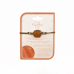 Honeyhandy Natural Carnelian Macrame Pouch Braided Bead Bracelet, Wax Cord Adjustable Bracelet, 9-7/8 inch(25cm)