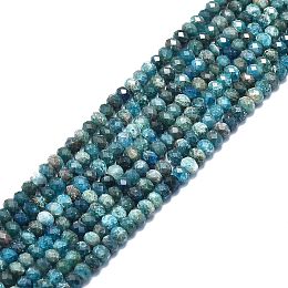 Natural Apatite Beads Strands, Faceted, Rondelle, 6x4mm, Hole: 1mm, about 85~90pcs/strand, 15.55 inch(39.5cm)