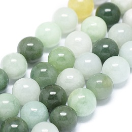 Honeyhandy Natural Jadeite Beads Strands, Round, 8mm, Hole: 0.8mm, about 51pcs/strand, 15.55 inch(39.5cm)