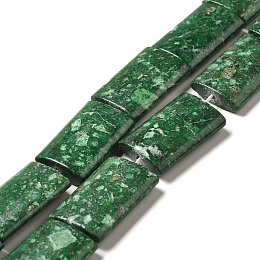 Natural Calcite Beads Strands, Dyed, Rectangle, Green, 25x18x6mm, Hole: 1.2mm, about 15pcs/strand, 15.67''(39.8cm)