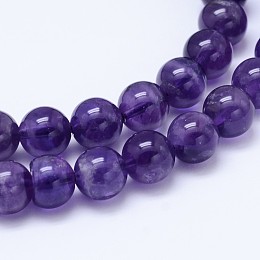 Honeyhandy Natural Amethyst Round Bead Strands, Grade AB, 10mm, Hole: 1mm, about 39pcs/strand, 15.5 inch