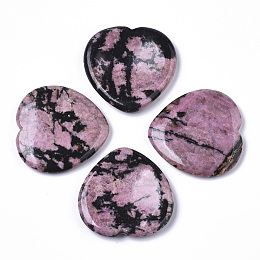 ARRICRAFT Natural Rhodonite Thumb Worry Stone, Pocket Palm Stones, for Healing Reiki Stress Relief, Heart Shape, 39~40x39~40x5~6mm