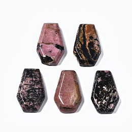 Honeyhandy Natural Rhodonite Cabochons, Hexagon, 30x19x6~8mm