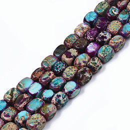 Honeyhandy Natural Regalite/Imperial Jasper/Sea Sediment Jasper Beads Strands, Dyed, Cuboid, Purple, 7x6x6mm, Hole: 0.8mm, about 56pcs/strand, 16.14 inch(41cm)