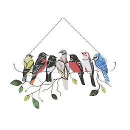 Honeyhandy Acrylic Pendant Decorations, Window Hanging Suncatcher, 7 Birds, Bird Pattern, 105x205x2mm