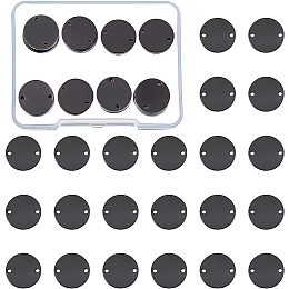 BENECREAT 50 Pack 14mm Stamping Blank Round Tag Charms Links Connectors with Two Holes and Storage Box for Necklace Bracelet Dog Tags Making, Gunmetal