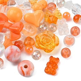 Honeyhandy Opaque & Transparent Acrylic Beads, Mixed Shapes, Sandy Brown, 7.5~33x7.5~43.5x4.5~16mm, Hole: 1.2~4mm, about 50g/bag