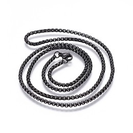 Honeyhandy 304 Stainless Steel Box Chain Necklaces, Gunmetal, 23.62 inch(60cm)