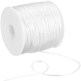 SUNNYCLUE 1 Roll 76.55 Yards 1mm Satin Rattail Nylon Cord Silk Trim Chinese Knotting Cord Beading String for Jewelry Making Nylon Thread Braided Bracelets Necklace Lanyard Macrame Keychain White