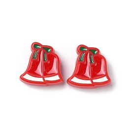 Christmas Decorations Theme Opaque Acrylic Bead with Enamel, Red, Christmas Bell, 21x21x8.5mm, Hole: 3.5mm