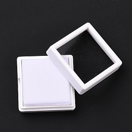 Honeyhandy Square Plastic Diamond Presentation Boxes, Small Jewelry Show Cases, with Clear Acrylic Windows and Sponge Mat Inside, White, 4.1x4.1x1.6cm, 7.5mm Deep, Inner Diameter: 35x35mm