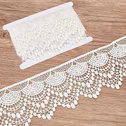 FINGERINSPIRE 4.8 Yard White Lace Edge Trim 3.5inch Wide Lace Sewing Ribbon Polyester Floral Lace Wavy Edged Lace Ribbons for Wedding Dress Embellishment Gift Party Decoration DIY Sewing Craft