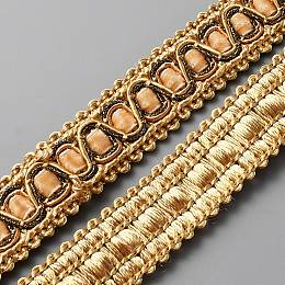 SUPERFINDINGS Polyester Braided Lace Trim, Garment Curtain Accessories, Gold, 3/4 inch(20mm), about 13.67 Yards(12.5m)/Card