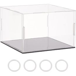 FINGERINSPIRE 6.3x6.3x4.1Inch Clear Acrylic Display Case Self-Assembly Rectangle Acrylic Boxes for Display Dustproof Protection Showcase with Black Base Storage Box for Action Figures Collectibles