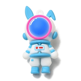 Honeyhandy Rabbit Spaceman PVC Plastic Cartoon Big Pendants, for DIY Keychain Making, Deep Sky Blue, 60x29x15mm, Hole: 3.5mm