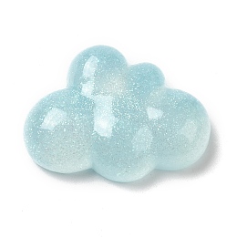 Honeyhandy Rainbow Iridescent Plating Resin Cabochons, Glitter Cloud Cabochons, Sky Blue, 19.5x26x7.5mm