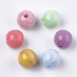 Honeyhandy Resin Beads, Imitation Gemstone, Round, Mixed Color, 16mm, Hole: 3.5mm