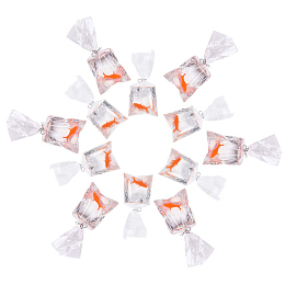 SUNNYCLUE 12Pcs Resin Pendants, Goldfish Water Bag Shape, Orange, 54.5x23.5x10.5mm, Hole: 2.5mm, 12pcs