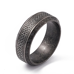 Honeyhandy 304 Stainless Steel Sailor's Knot Finger Ring, Rune Words Odin Norse Viking Amulet Jewelry for Women Men, Gunmetal, Inner Diameter: 18.8mm