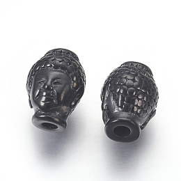 Honeyhandy 304 Stainless Steel Beads, Buddha's Head, Gunmetal, 10x13x9mm, Hole: 3mm