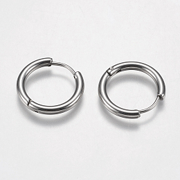 Honeyhandy Tarnish Resistant 304 Stainless Steel Huggie Hoop Earring Findings, Stainless Steel Color, 18x19x2.5mm, 10 Gauge, Pin: 0.9mm