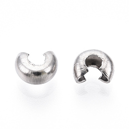 Honeyhandy 304 Stainless Steel Crimp Beads Covers, Stainless Steel Color, 5.5x4.5mm, Hole: 1.6mm