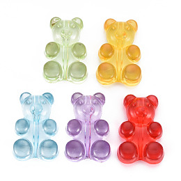 Honeyhandy Transparent Acrylic Beads, Bear, Mixed Color, 29x19x8mm, Hole: 1.6mm