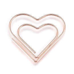 Honeyhandy Heart Shape Iron Paperclips, Cute Paper Clips, Funny Bookmark Marking Clips, Rose Gold, 27x29.5x1mm