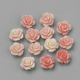 Honeyhandy Synthetic Coral Beads, Camellia Flower, Coral, 10x10x6.5mm, Hole: 1mm