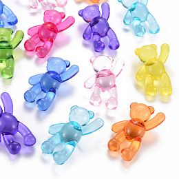 Honeyhandy Transparent Acrylic Beads, Bear, Mixed Color, 37x28x13mm, Hole: 2.5mm