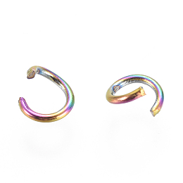 Honeyhandy Ion Plating(IP) 304 Stainless Steel Open Jump Rings, Rainbow Color, 20 Gauge, 5x0.8mm, Inner Diameter: 3.4mm