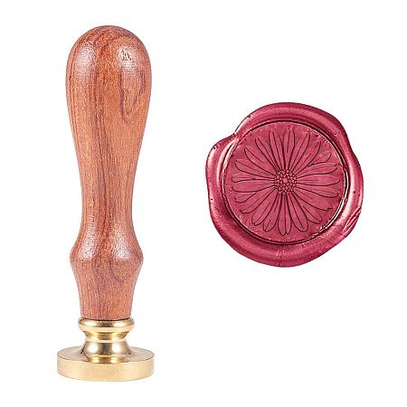 PandaHall Elite Daisy Wax Seal Stamp with Wooden Handle Removable Vintage Retro Sealing Stamp for Embellishment of Envelopes, Invitations, Wine Packages, Gift Packing
