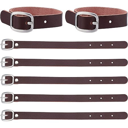 GORGECRAFT 10Pcs 8 Inch Leather Luggage Labels Strap Cowhide Luggage Tags Replacement Belts with Buckle Watch Band Strap for ID Card Pass Holder Travel Storage Hanging Accessories, Coconut Brown